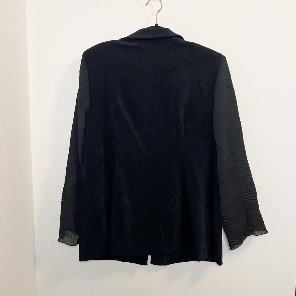 Russell Kemp Black Faux Seude Blazer Jacket Womens Textured‎ Semi Sheer Sleeve - Picture 8 of 10
